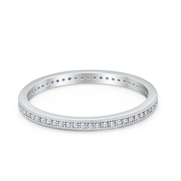 Full Eternity Stackable Band Rings Simulated CZ 925 Sterling Silver